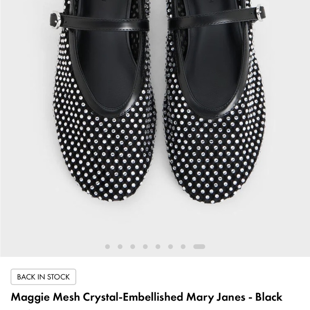 Charles & Keith Black Crystal-Embellished Flats